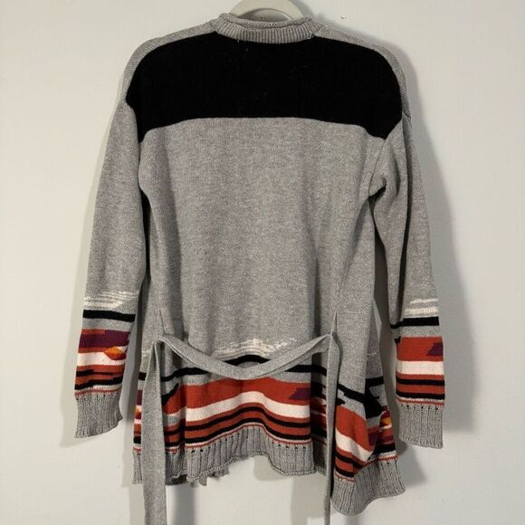 Forever 21 Contemporary Wool Blend Aztec Southwestern 2010s Belted Cardigan S - Picture 5 of 7